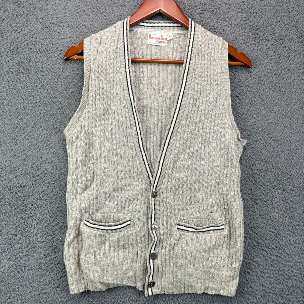 Campus Norseman Lambswool‎ Knit Varsity Cardigan Vest Women Small 36-38 Vintage